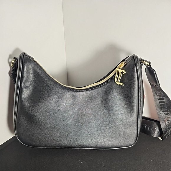 New Juicy Couture Black Obsession Crossbody Shoulder Bag Gold Studded Purse - Picture 5 of 9
